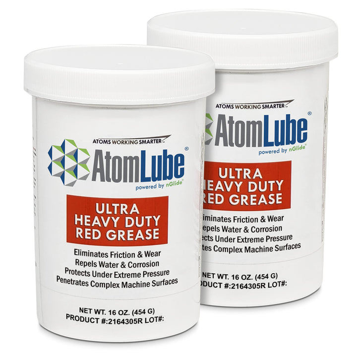 AtomLube front packaging showing two 16 oz jars and clear labeling for easy identification and supply