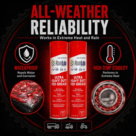 AtomLube red grease texture showing smooth, high-pressure film