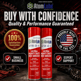 AtomLube tubes on a garage workbench illustrating ready-to-use convenience