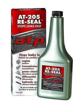ATP Automotive AT-205 bottle front showing label and 8-ounce size for quick leak fixes