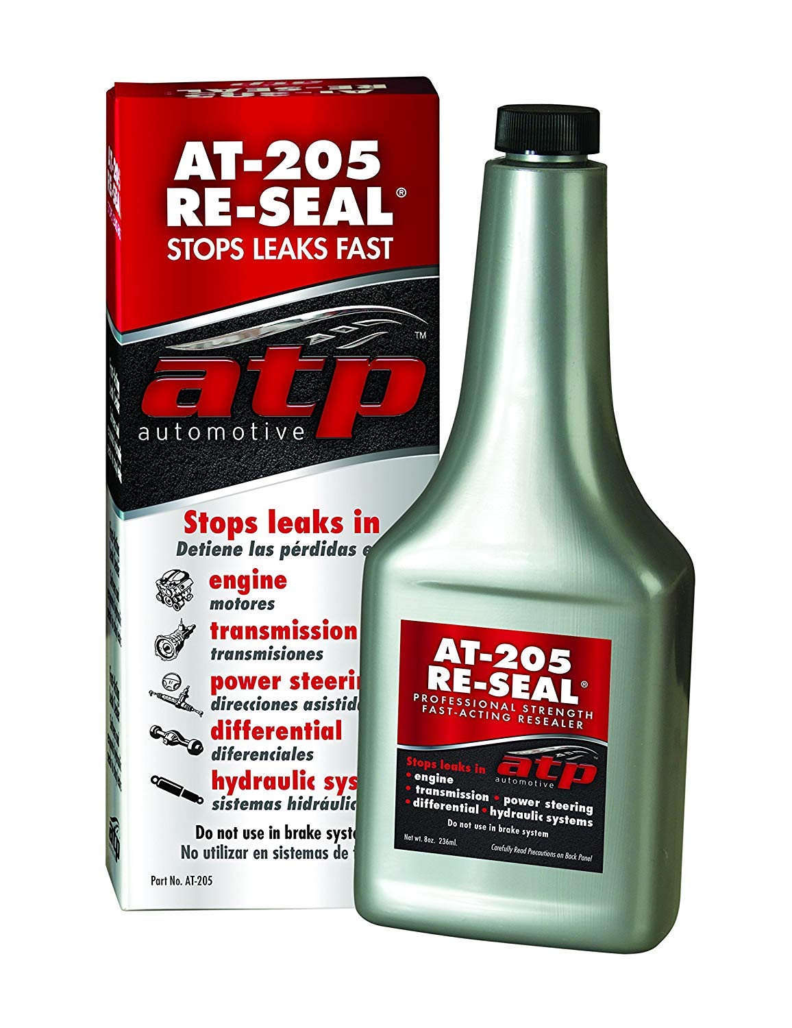 ATP Automotive AT-205 added to fluid reservoir demonstrating safe application and reduced leak risk