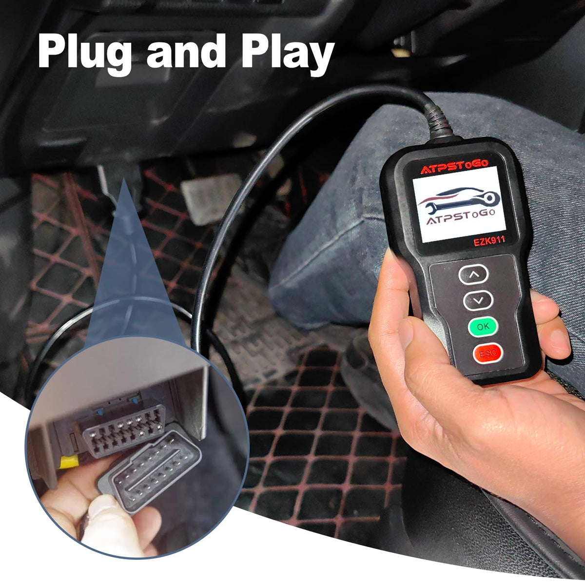 ATPSTOGO remote being programmed in garage illustrating convenient DIY installation