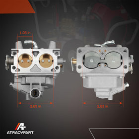 ATRACYPART carburetor beside ruler to show compact size for easy installation