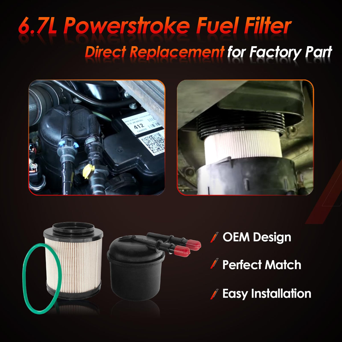 ATRACYPART FD4615 installed under the hood of a Ford Super Duty demonstrating direct fit