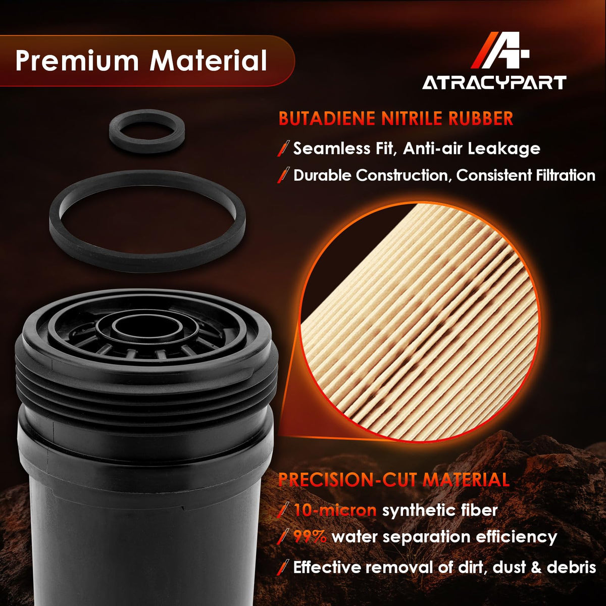 ATRACYPART filter held in hand for size comparison and easy handling benefit