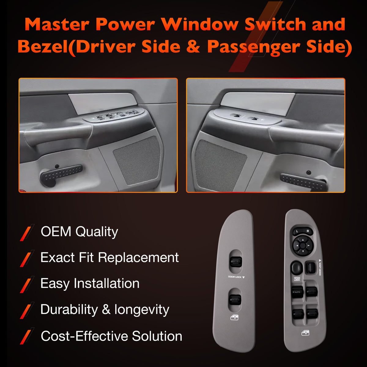 ATRACYPART passenger side switch assembly front view matches factory look and restores function
