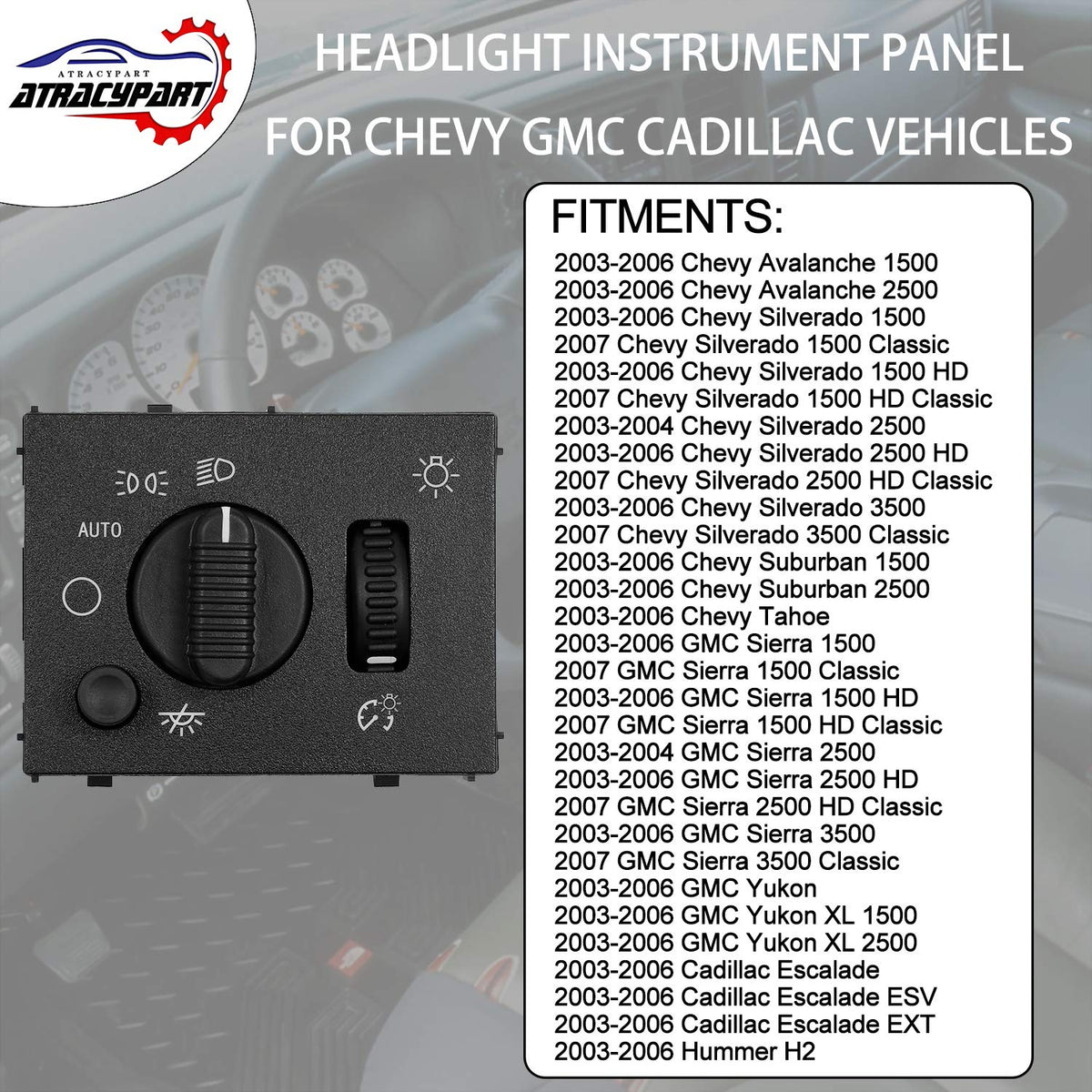 ATRACYPART close-up of green LED illumination improving nighttime dash visibility