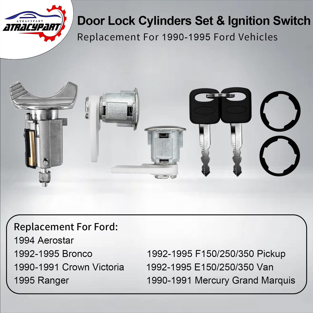 ATRACYPART ignition cylinder close-up showing pin detail and solid construction benefit