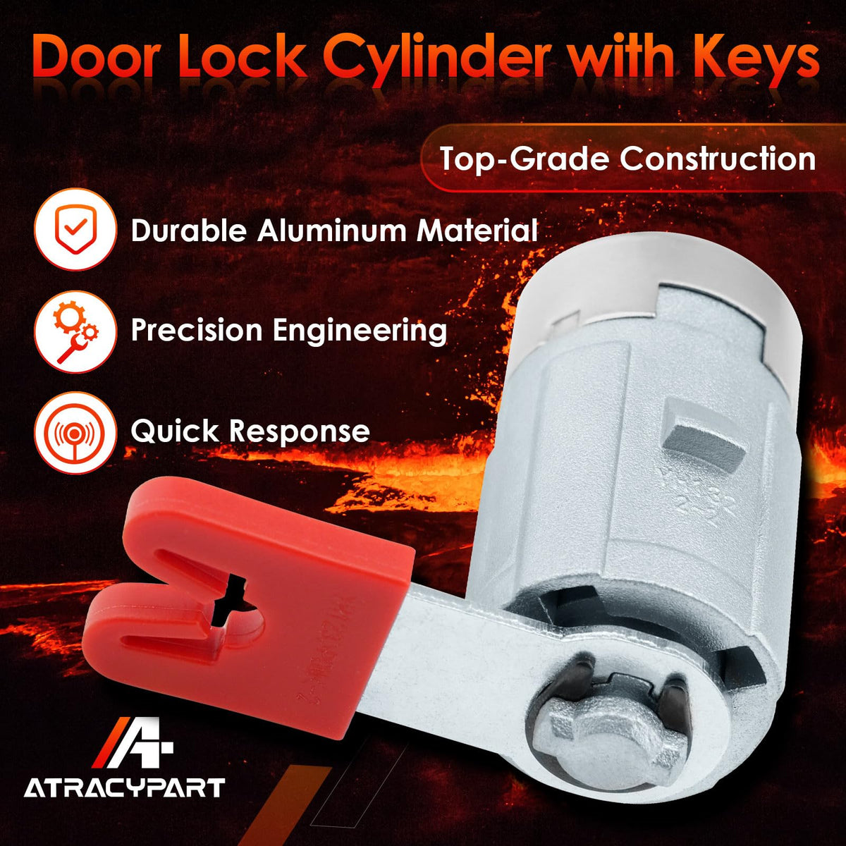 ATRACYPART cylinder installed in door demonstrating correct alignment benefit