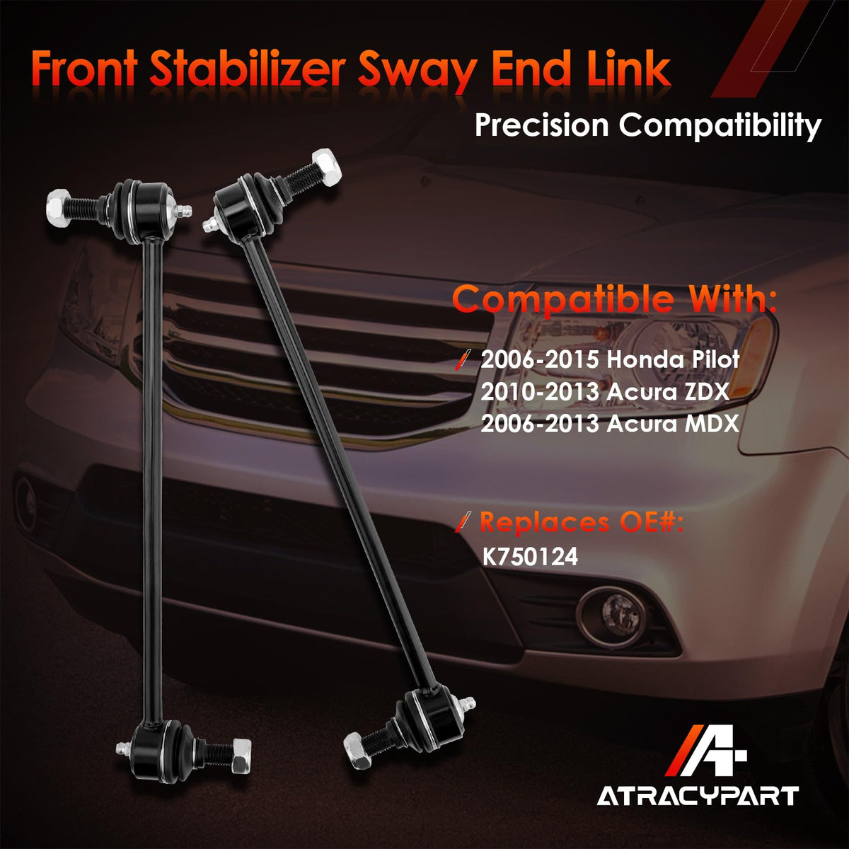 ATRACYPART link installed on front suspension improving steering stability