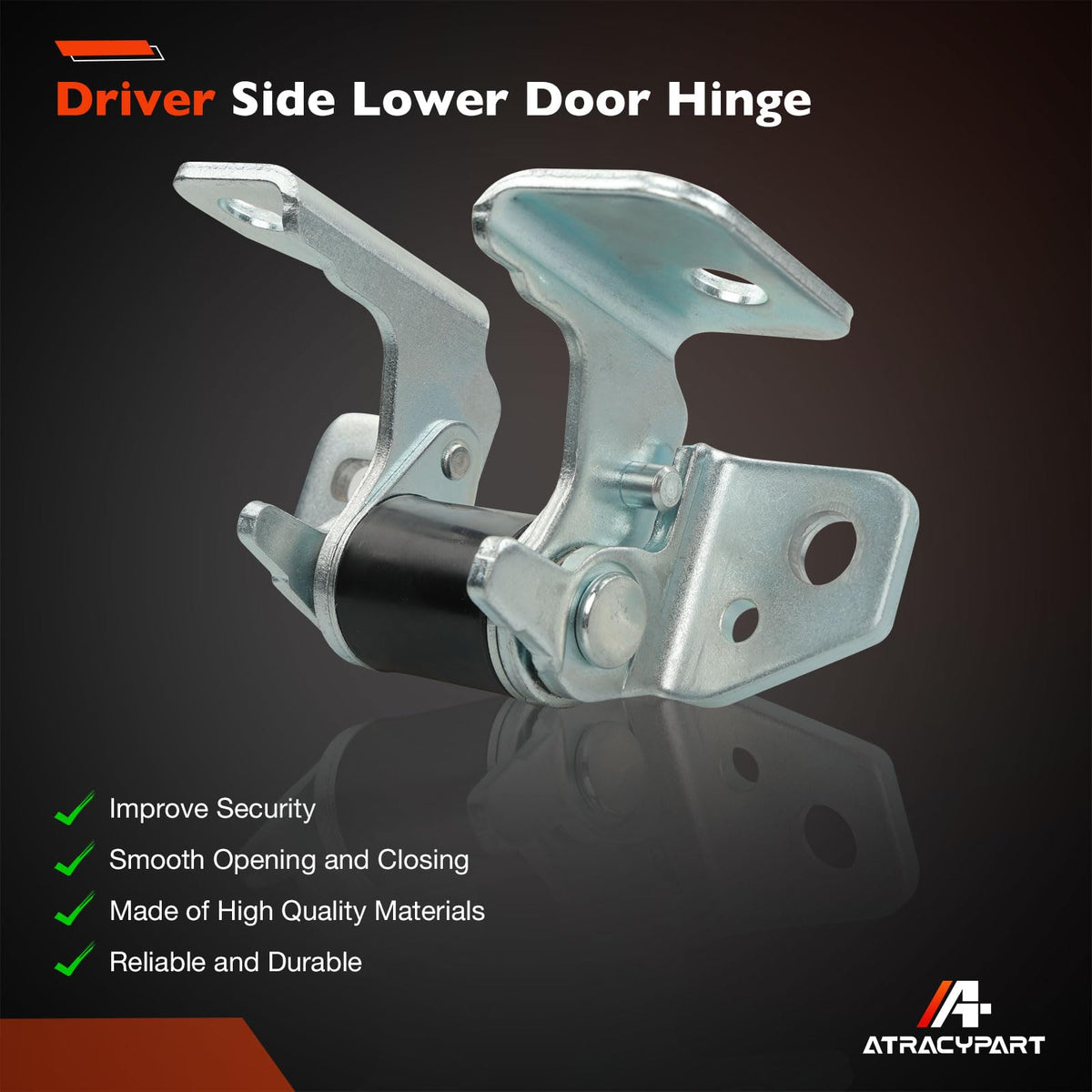 ATRACYPART hinge close-up revealing corrosion-resistant finish and durability