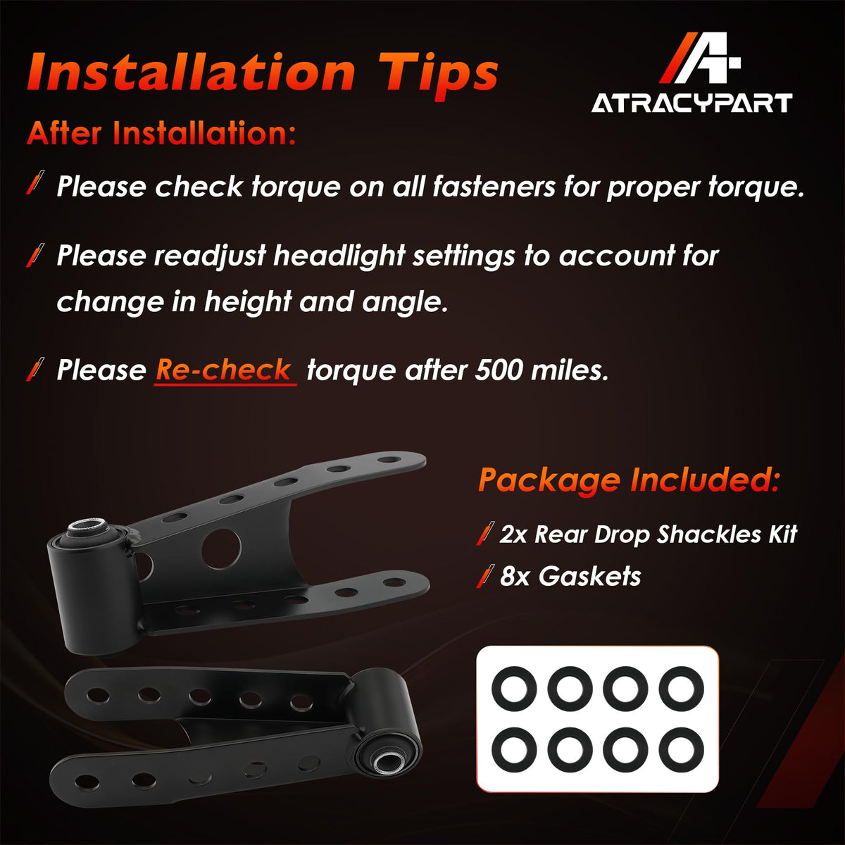 ATRACYPART kit laid out with 8 gaskets showing complete hardware included