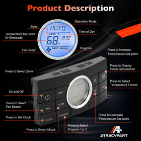 ATRACYPART thermostat mounted in RV living area demonstrating zoned comfort