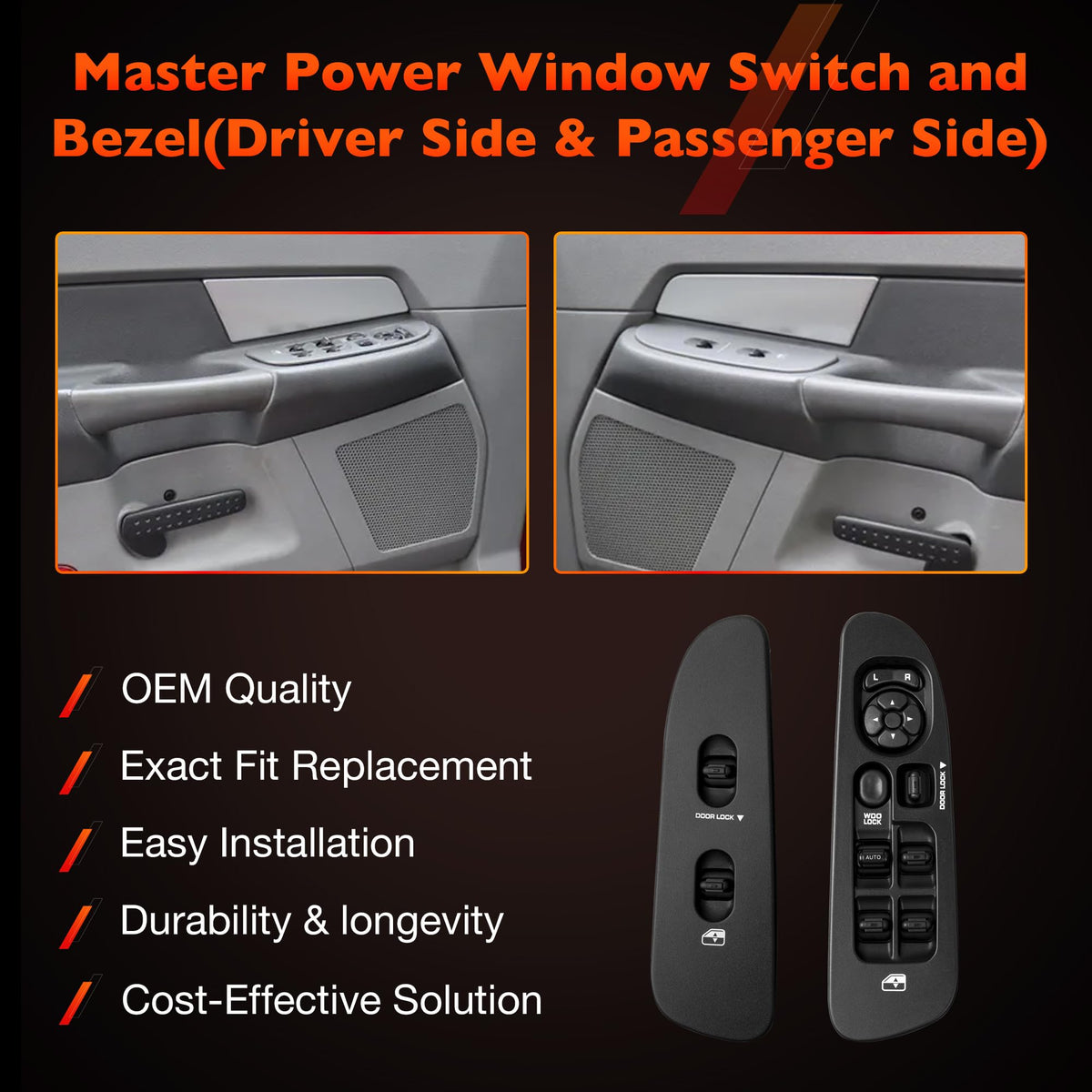 ATRACYPART passenger switch front view with bezel and improved appearance