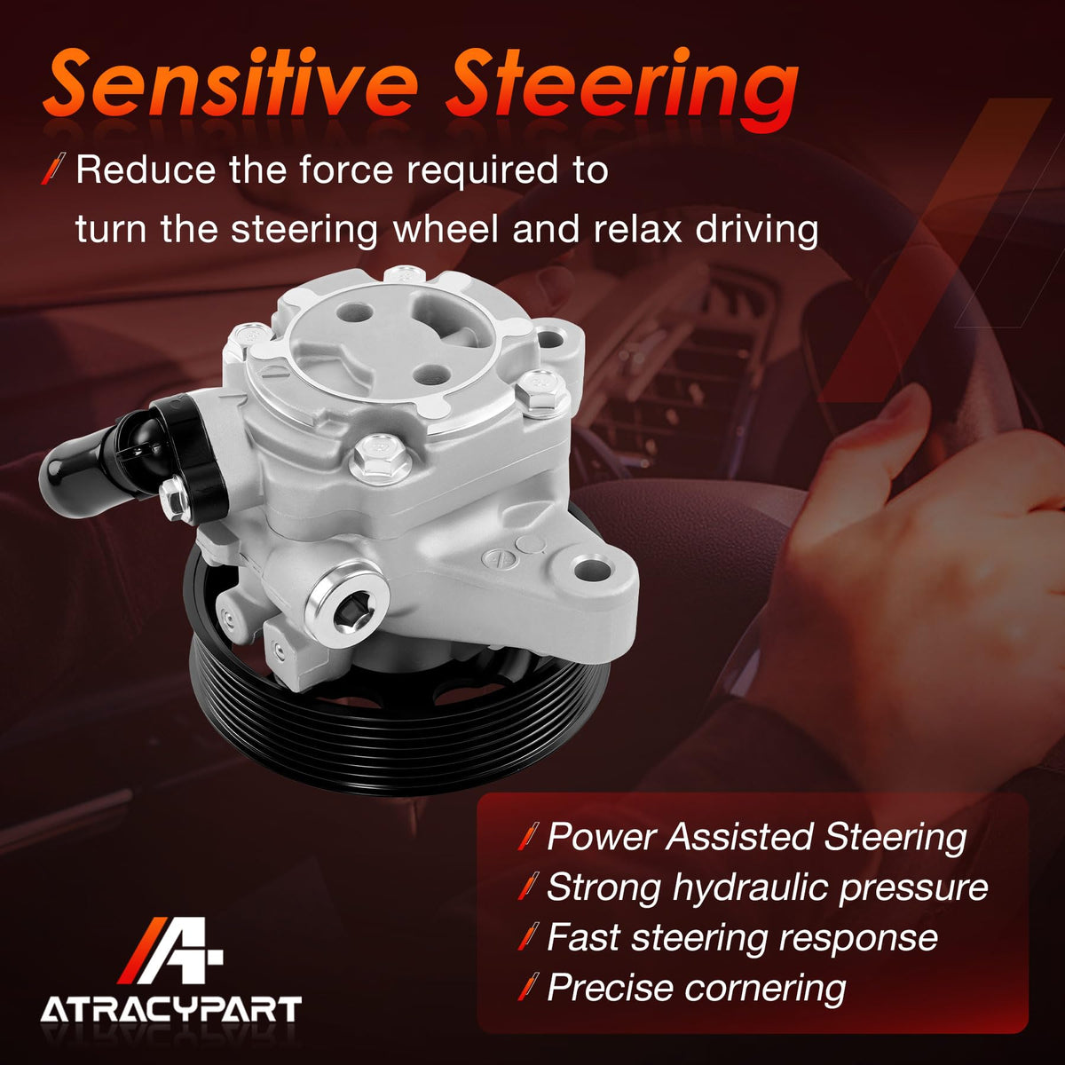 ATRACYPART pulley and shaft detail showing precision fit and reduced noise