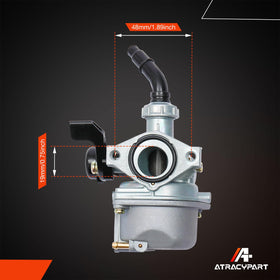 ATRACYPART carburetor beside ruler for clear size verification