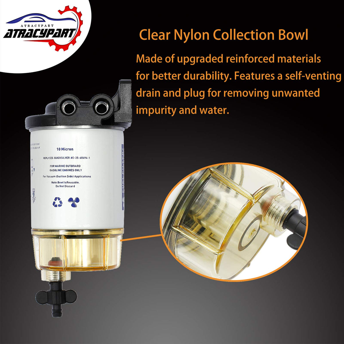ATRACYPART mounted on an outboard motor showing correct in-line placement and safety