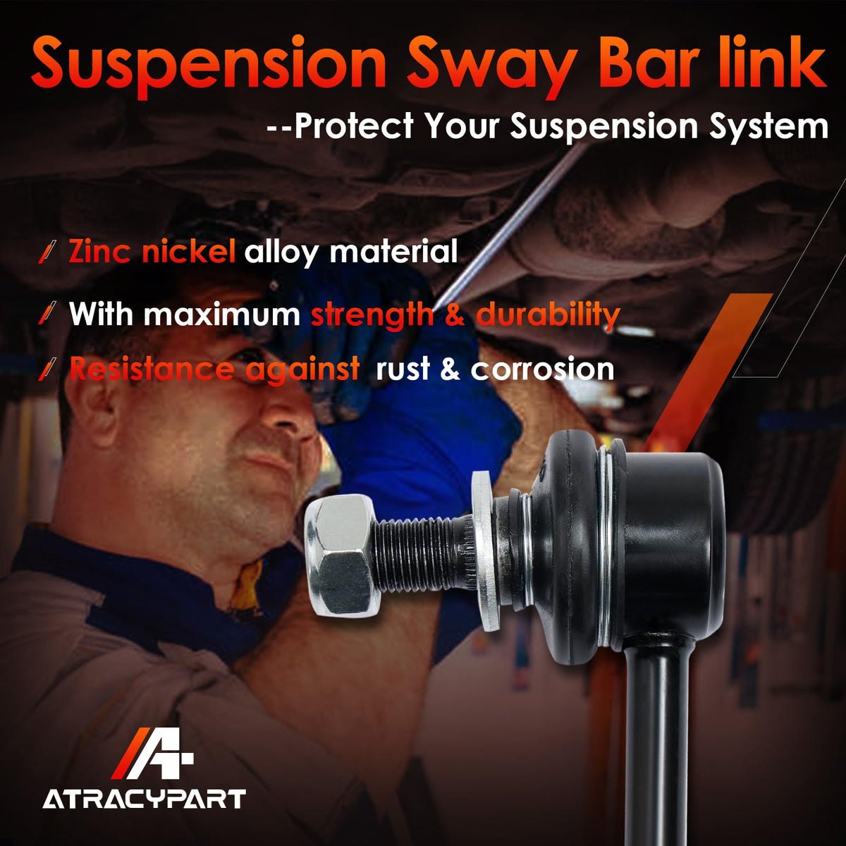 ATRACYPART sway link beside ruler illustrating exact fit and correct length