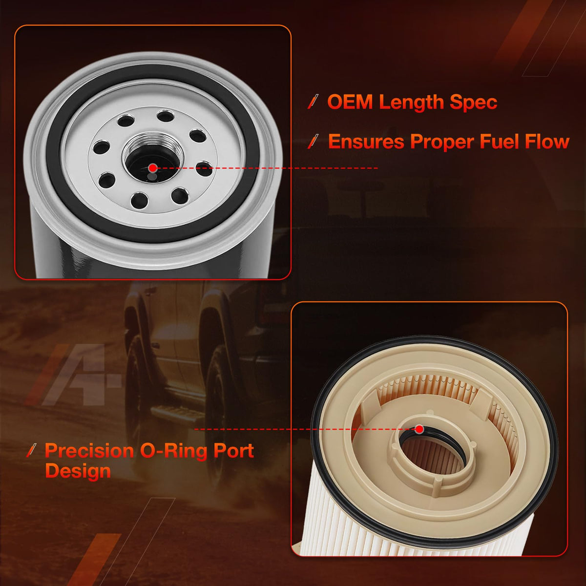ATRACYPART filter next to ruler showing dimensions and accurate OEM fitment benefit
