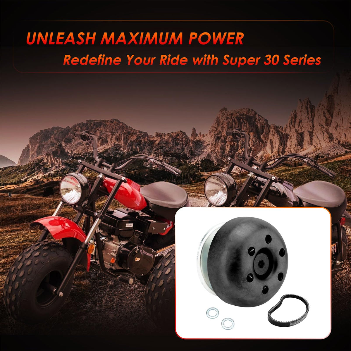 ATRACYPART installed on a mini bike illustrating improved acceleration and reliable performance