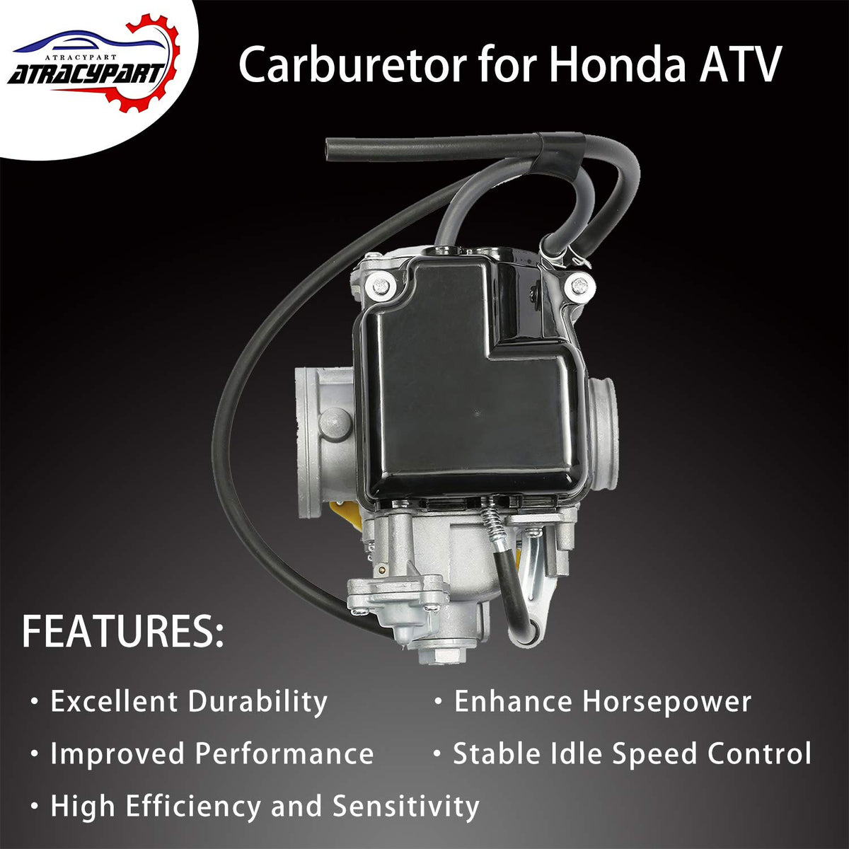 ATRACYPART carburetor side profile highlighting durable cast body and mounting points