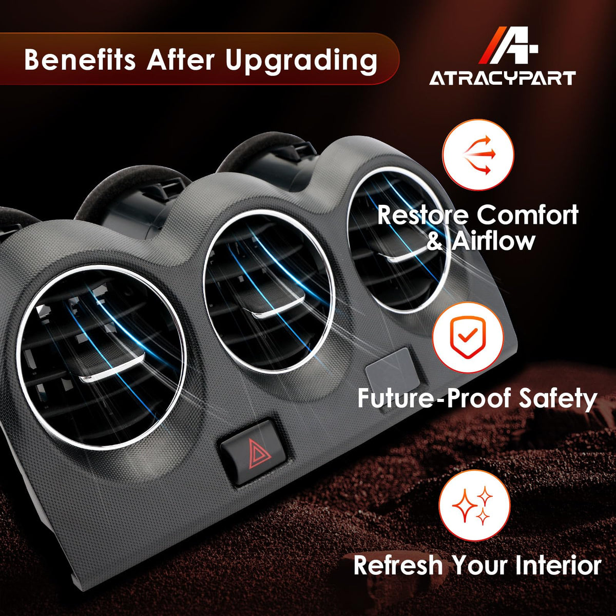 ATRACYPART installed in Altima dash restoring airflow and appearance benefit