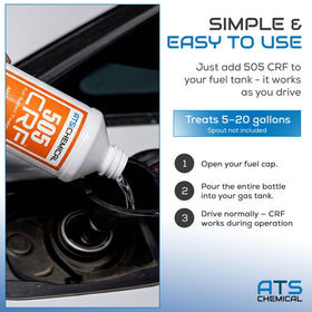 Pouring ATS Chemical 505 CRF into fuel tank for simple application