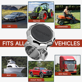 Atsorvicate installed on a truck steering wheel demonstrating universal fit and stability