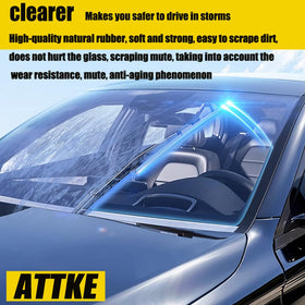ATTKE wiper blades clearing windshield in rain, improved visibility