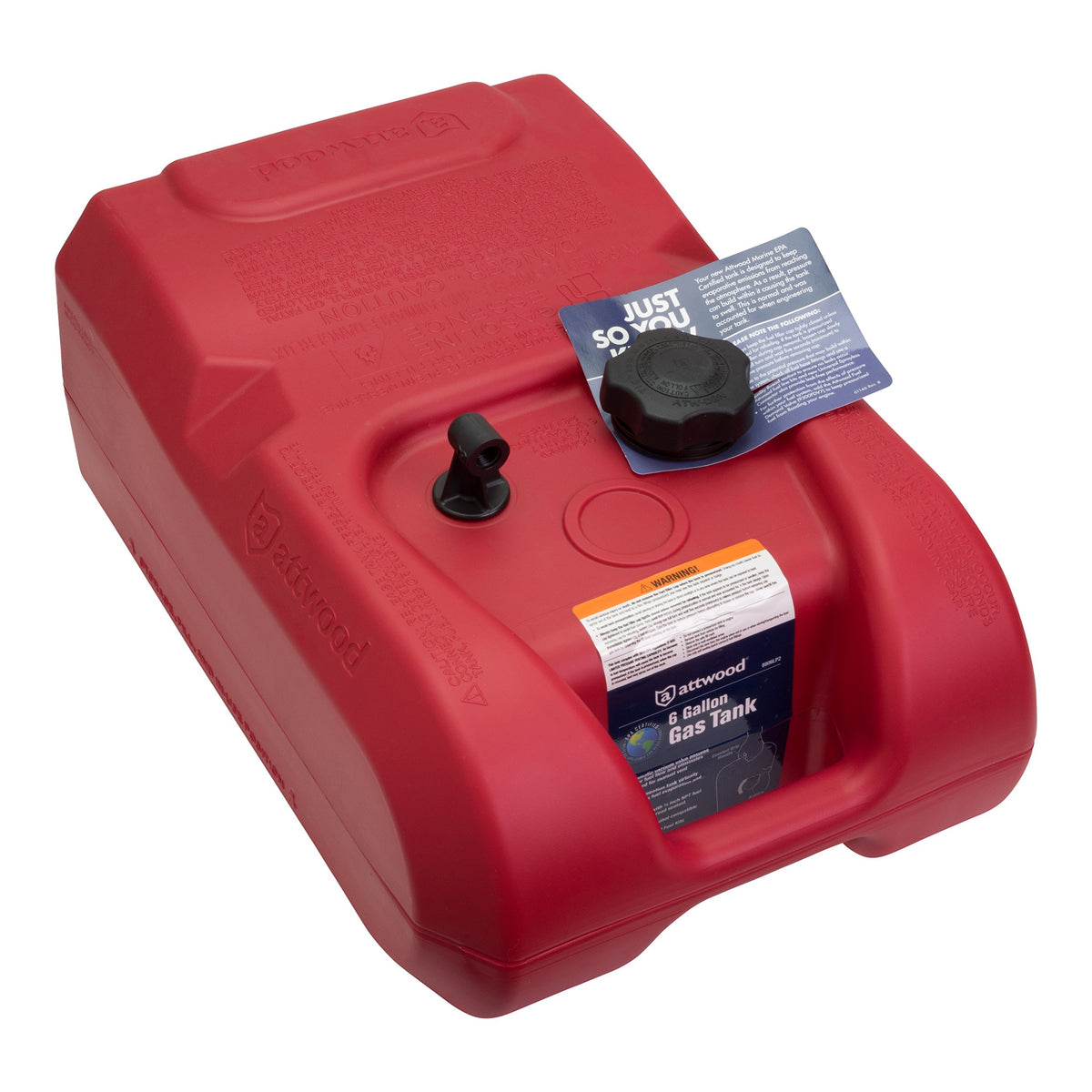attwood 8806lp2 front view showing tank shape and carry handle for easy transport