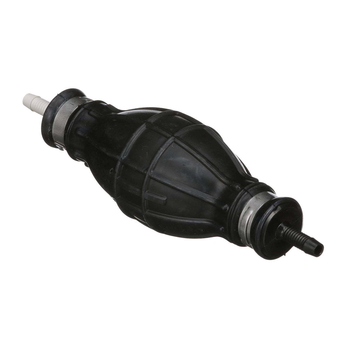 attwood primer bulb installed in fuel line on outboard, ensures quick engine starts