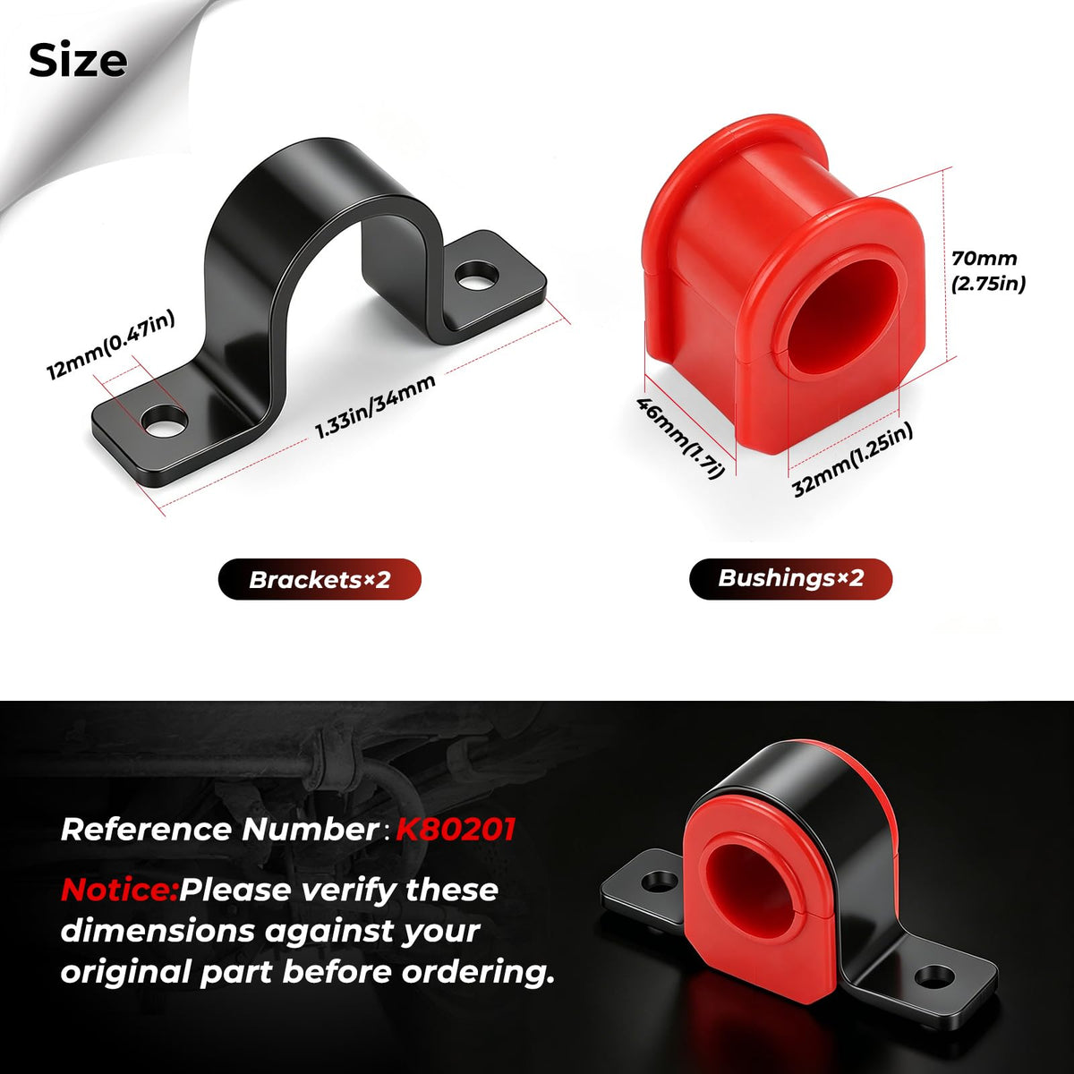 ATZTNUO stabilizer bracket detail showing precise mounting fit