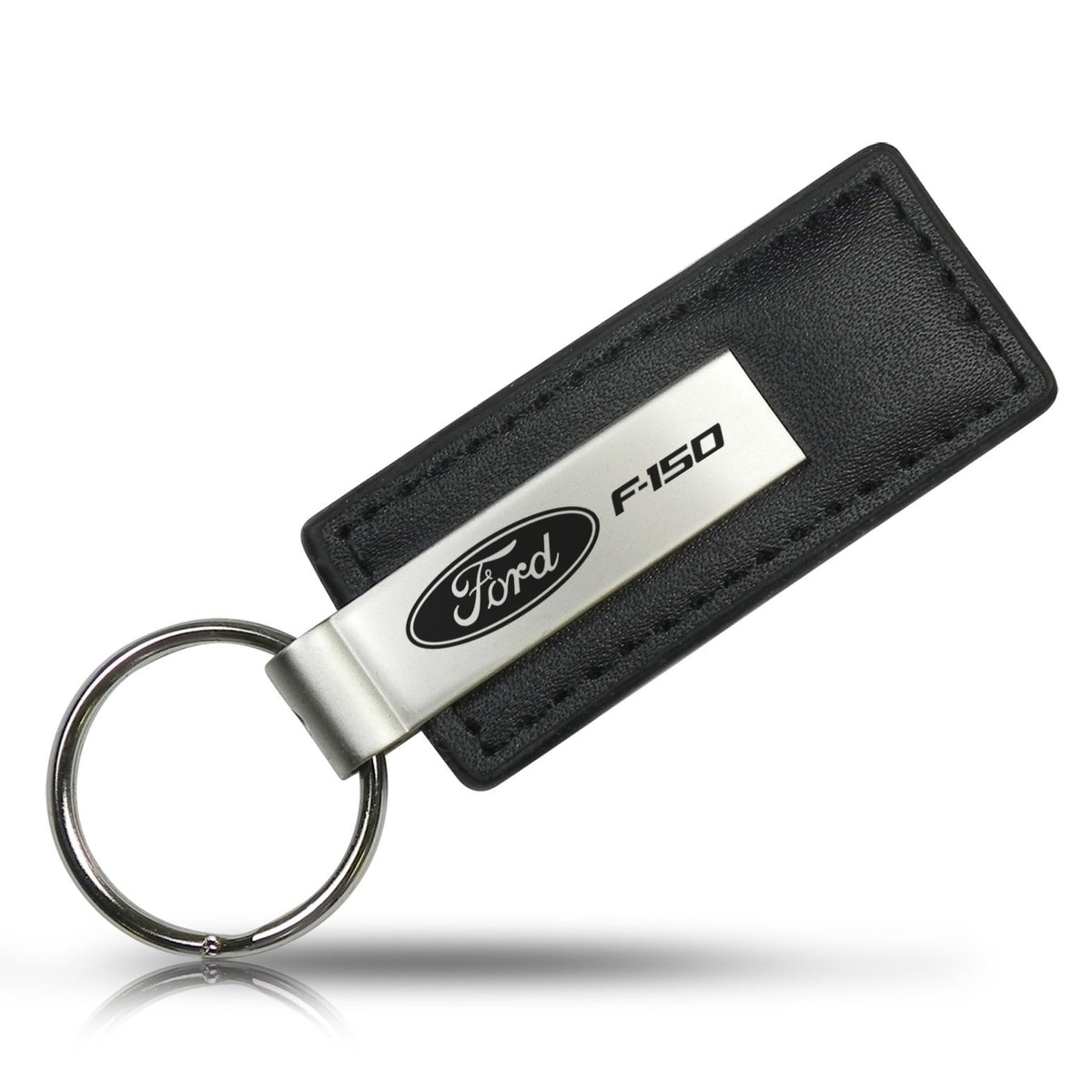 AU-TOMOTIVE GOLD black leather keychain front view showing logo and benefit of premium appearance