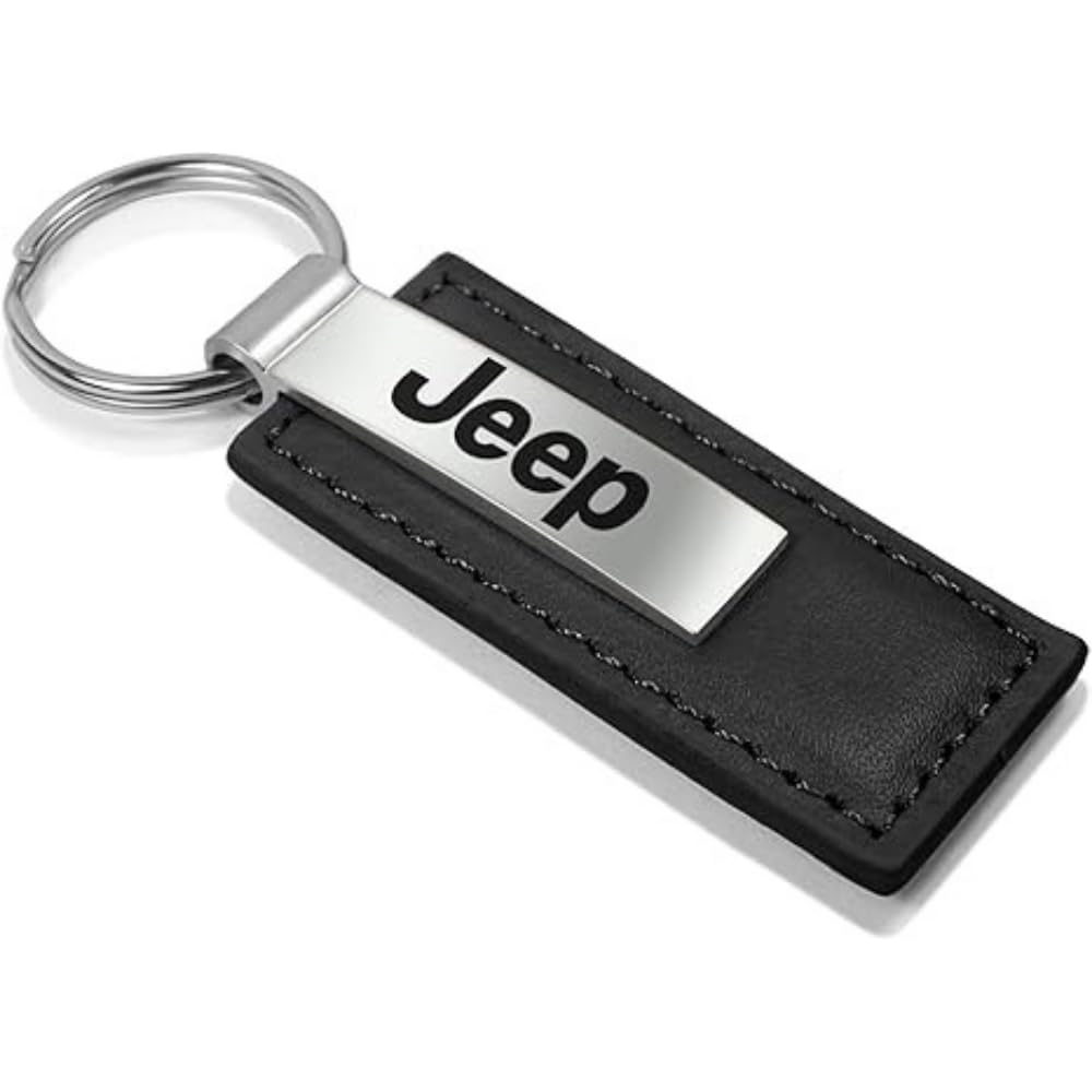AU-TOMOTIVE GOLD front view of key fob showing leather and metal plate for style