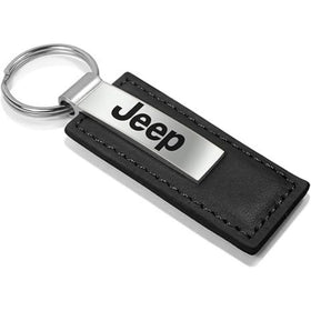 AU-TOMOTIVE GOLD front view of key fob showing leather and metal plate for style