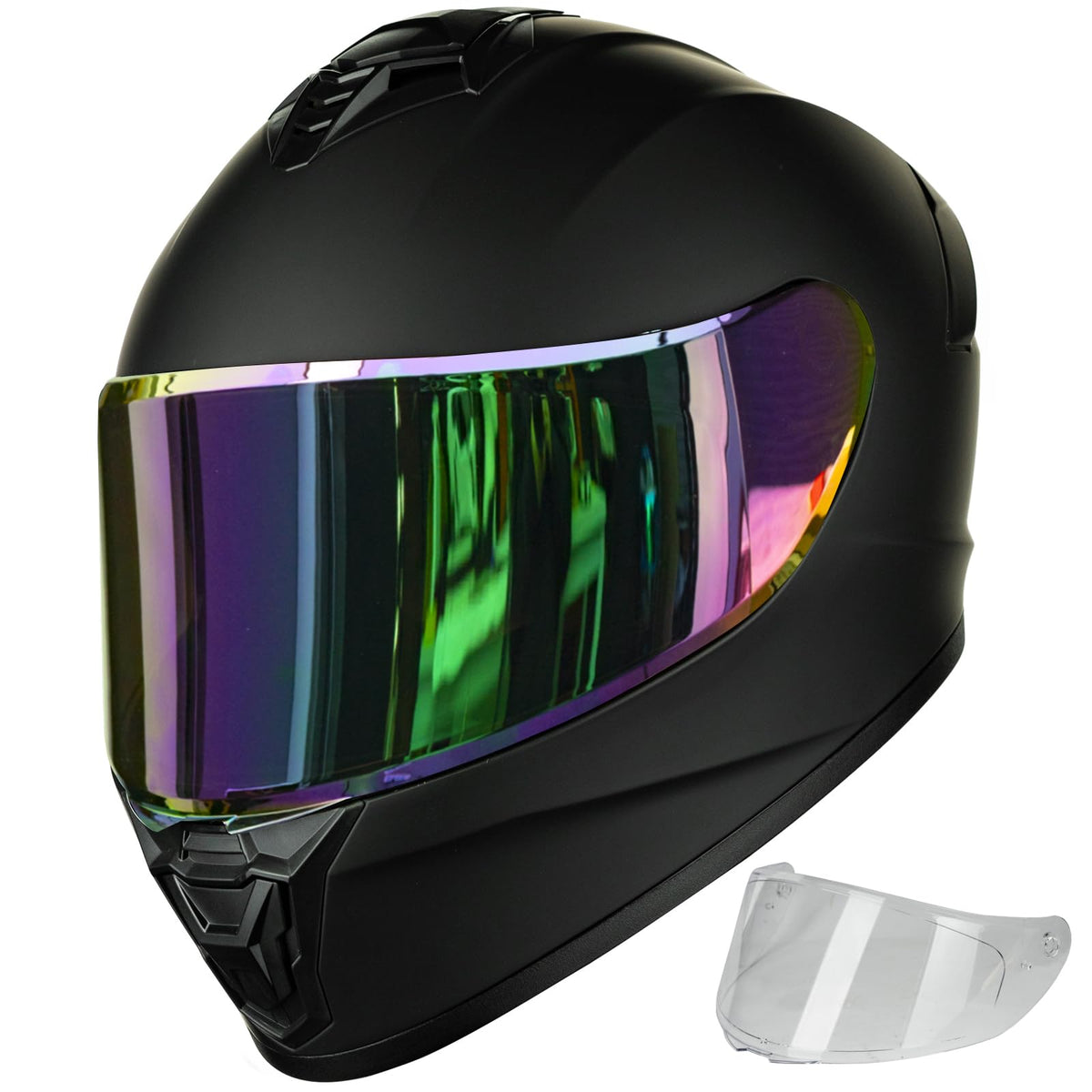 AUBOA AU-T801 front view matte black showing full-face protection and style benefit