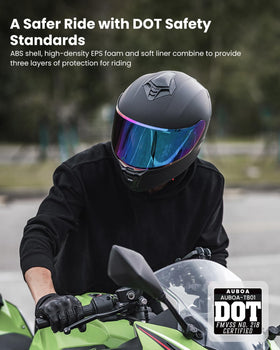 AUBOA helmet dual visors displayed, easy swap for day and night