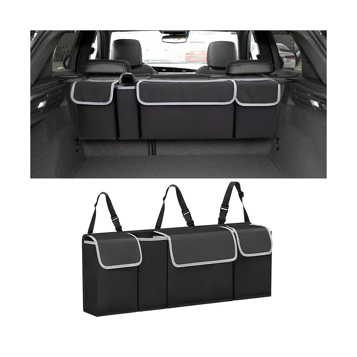 AUCELI hanging backseat organizer front view keeping trunk tidy