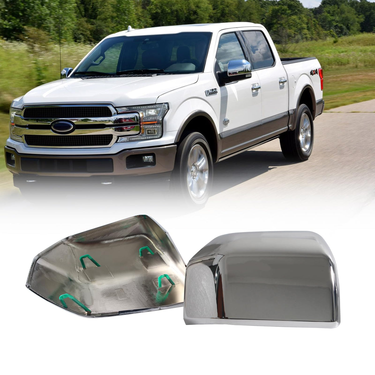 AUCERAMIC chrome mirror covers front packaging showing product benefits