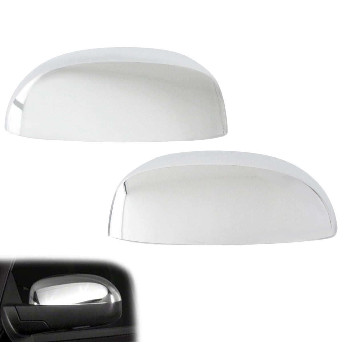 AUCERAMIC front view mirror covers showing clean chrome finish and restored look