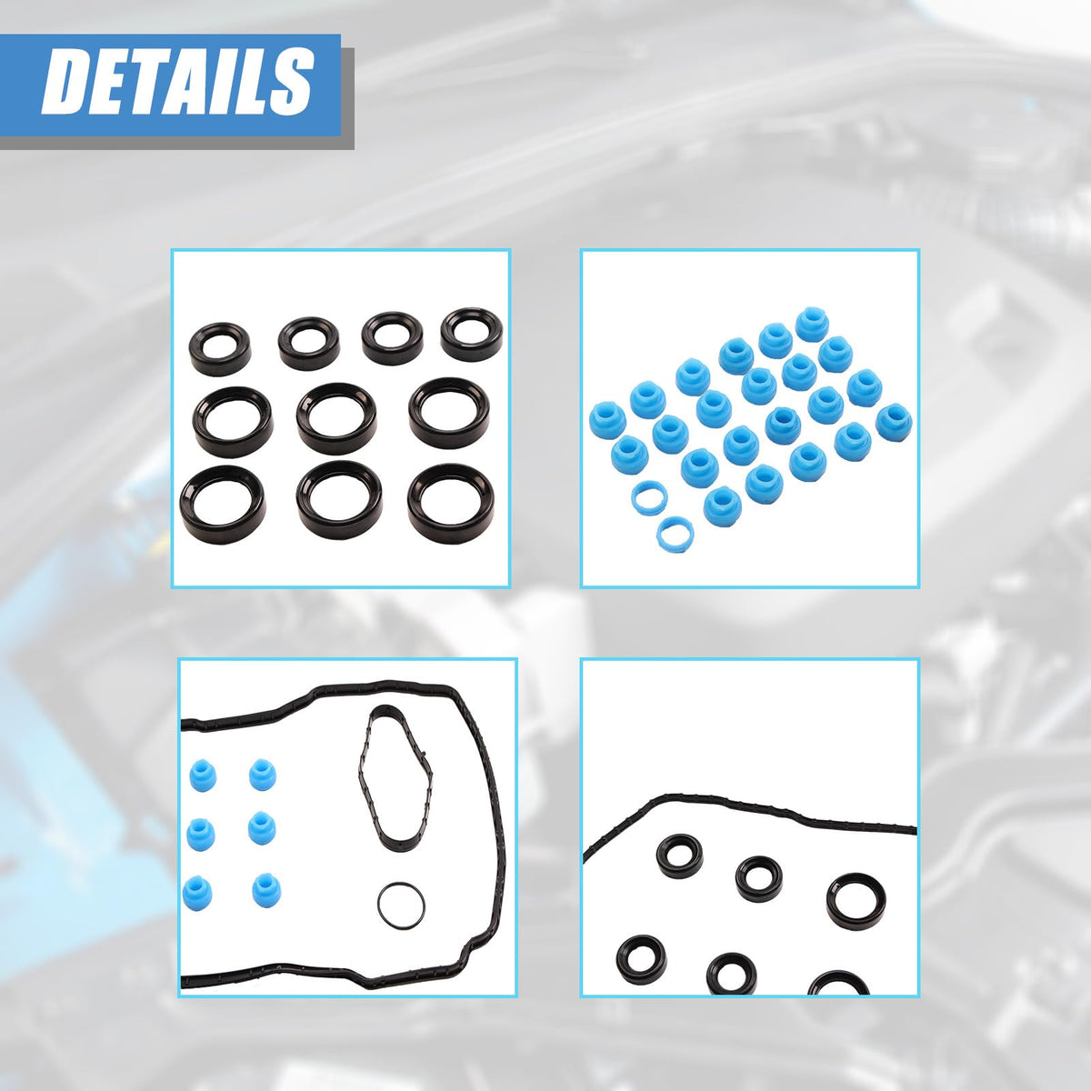 AUCERAMIC gasket set next to ruler scale showing size and fit confirmation