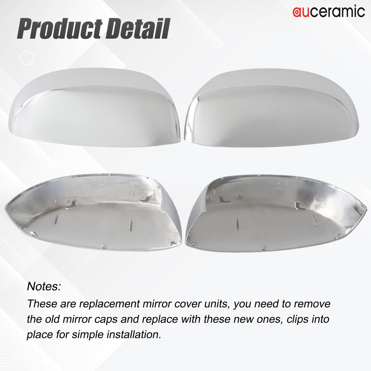 AUCERAMIC chrome texture reflecting light to show scratch-resistant shine
