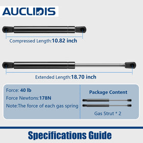 AUCLIDIS strut extended to 18.70 inches showing correct replacement length