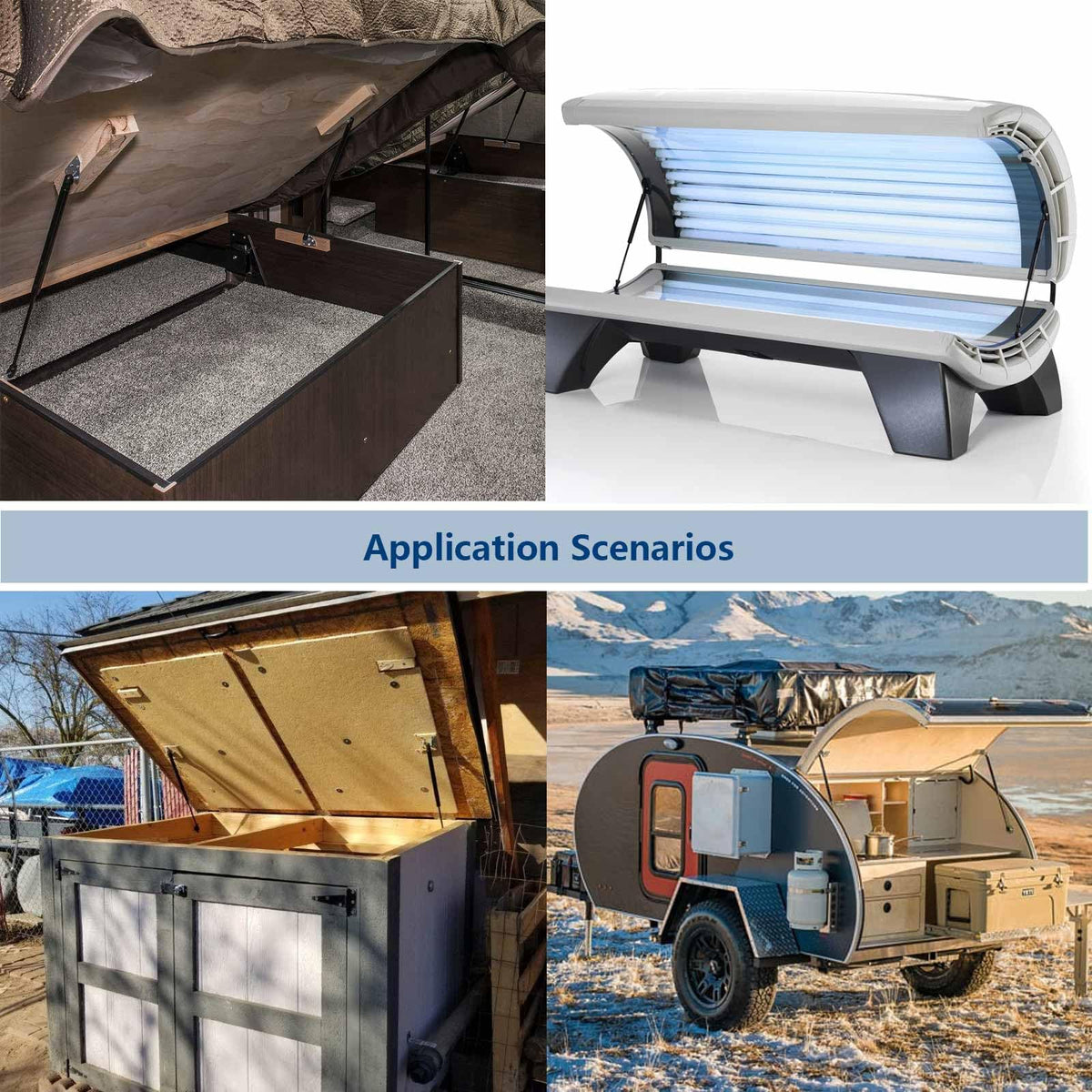 AUCLIDIS installed on camper hatch in lifestyle scene showing safe hands-free access