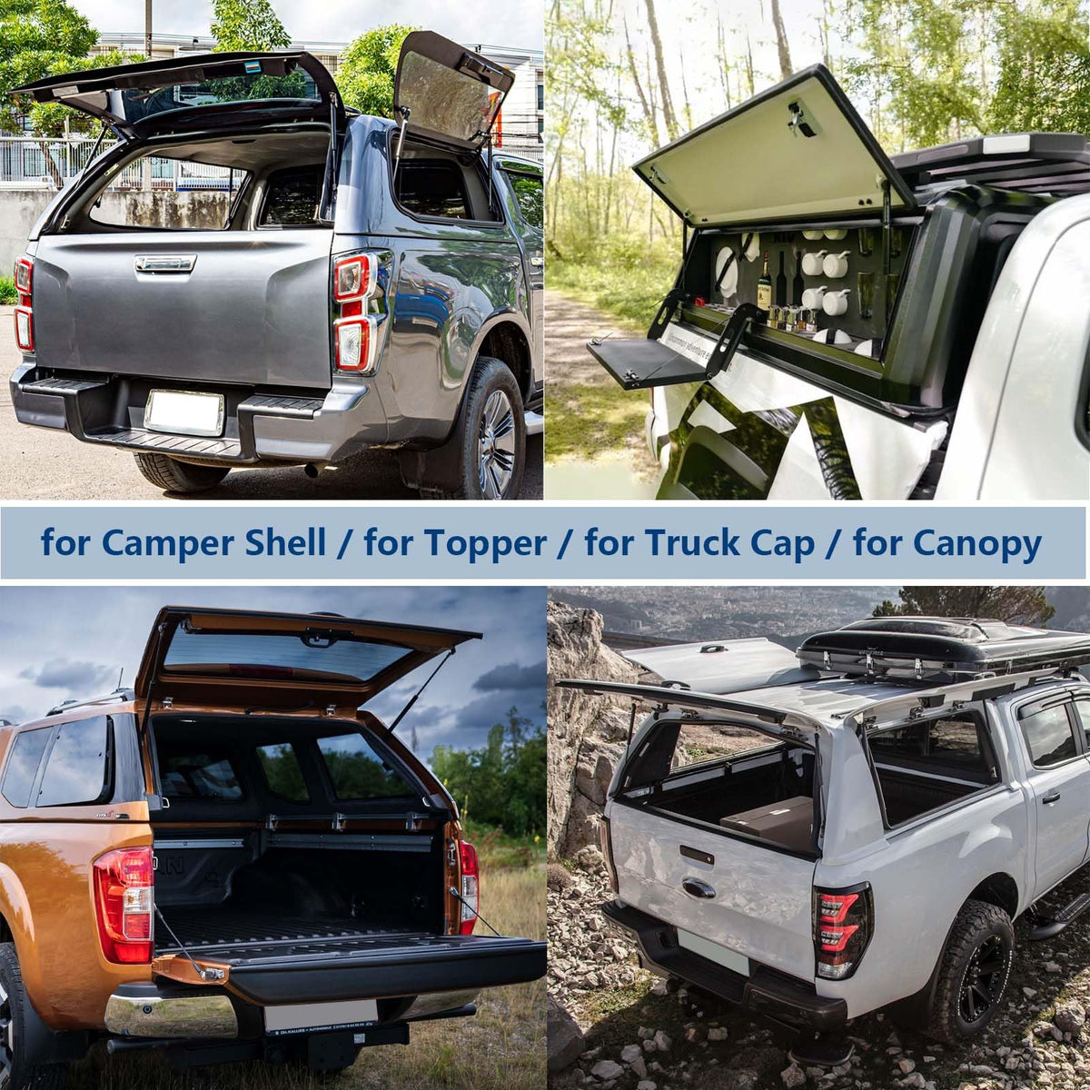 AUCLIDIS lifestyle shot with truck topper open showing easy access and improved usability