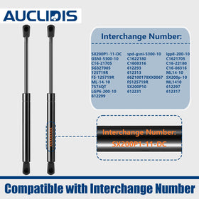 AUCLIDIS gas strut beside measuring tape showing 19.69 inch extended size for correct fit