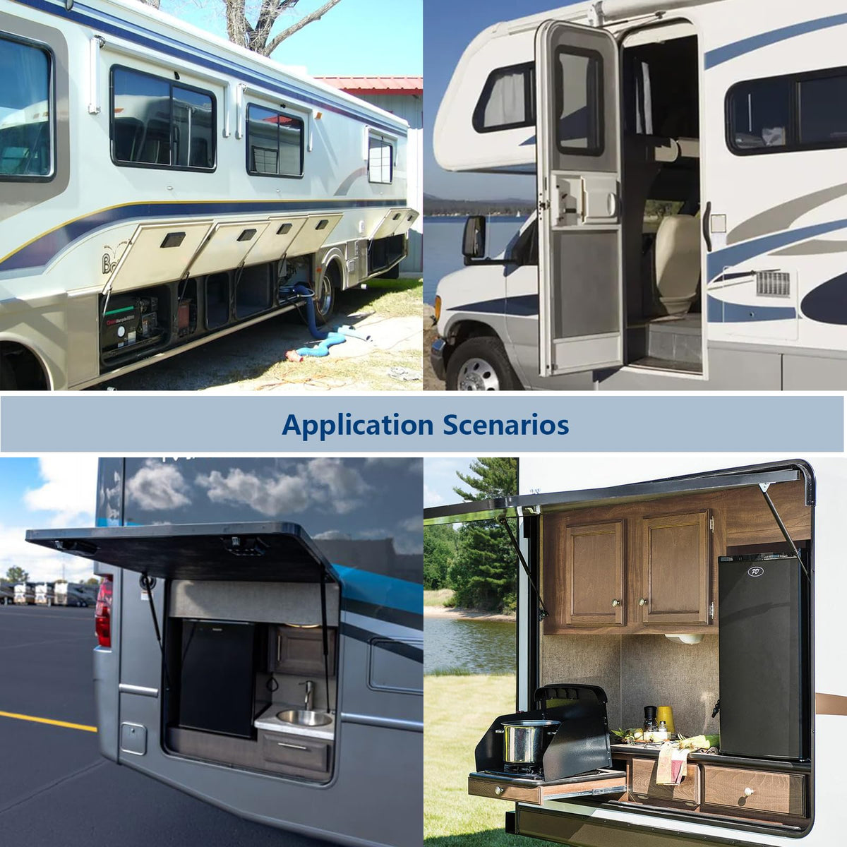 AUCLIDIS strut supporting camper bed in lifestyle scene showing reduced lifting effort