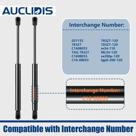 AUCLIDIS side profile of extended gas strut illustrating full 19.69-inch reach for strong lift