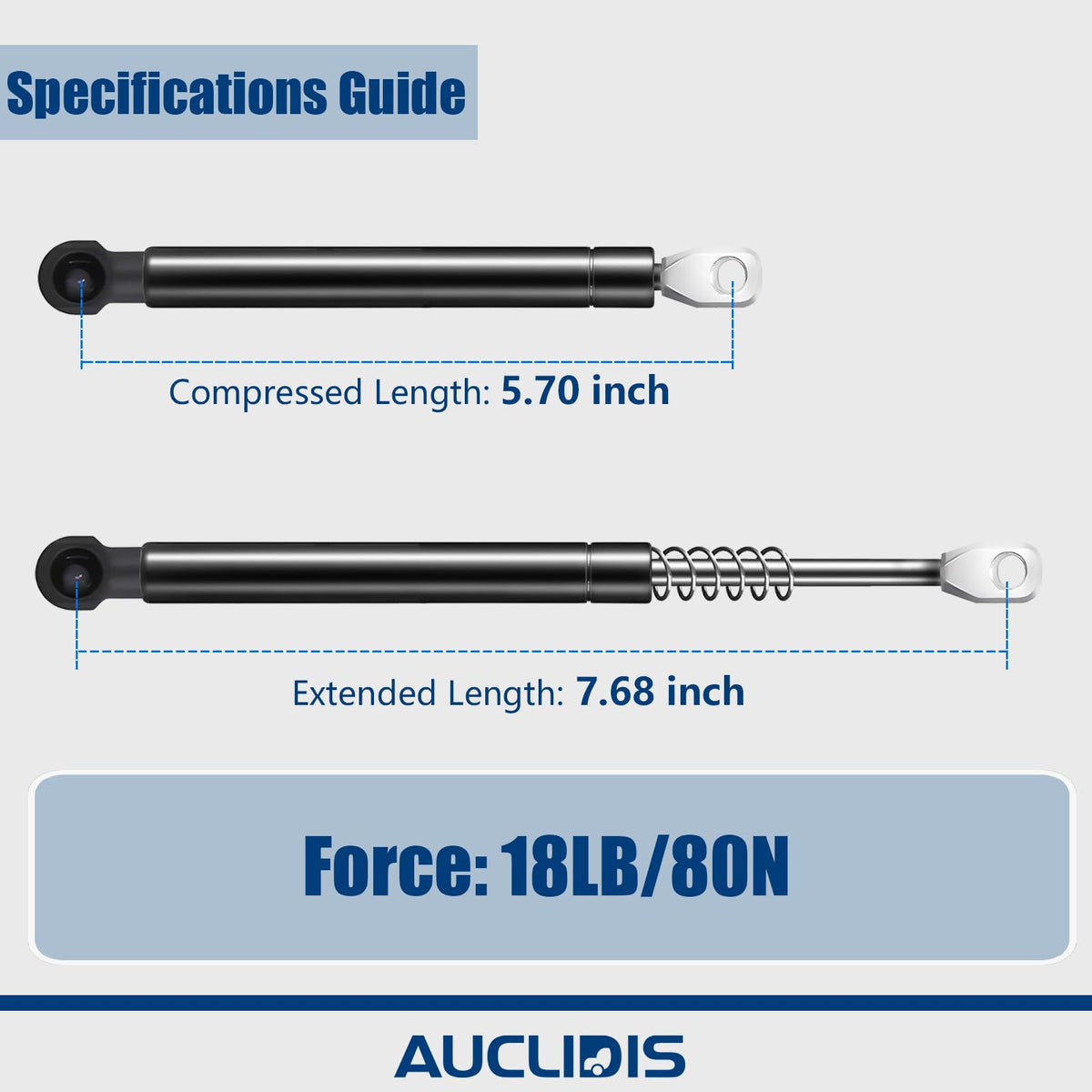 AUCLIDIS side profile extended length showing correct 7.68 inch dimension for fit
