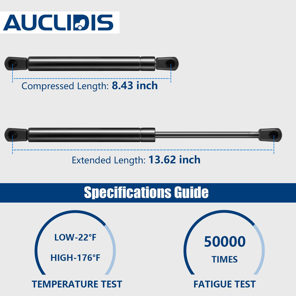 AUCLIDIS strut with label and finish highlighting corrosion resistance